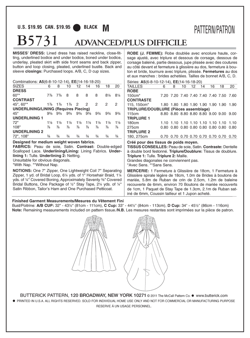 B5731 Misses' Dress (size: 6-8-10-12-14)