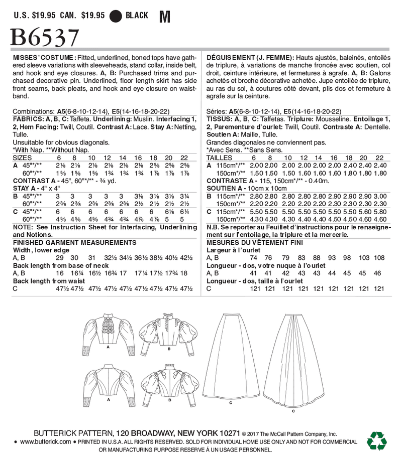 B6537 Misses' Costume (Size: 38-40-42-44)