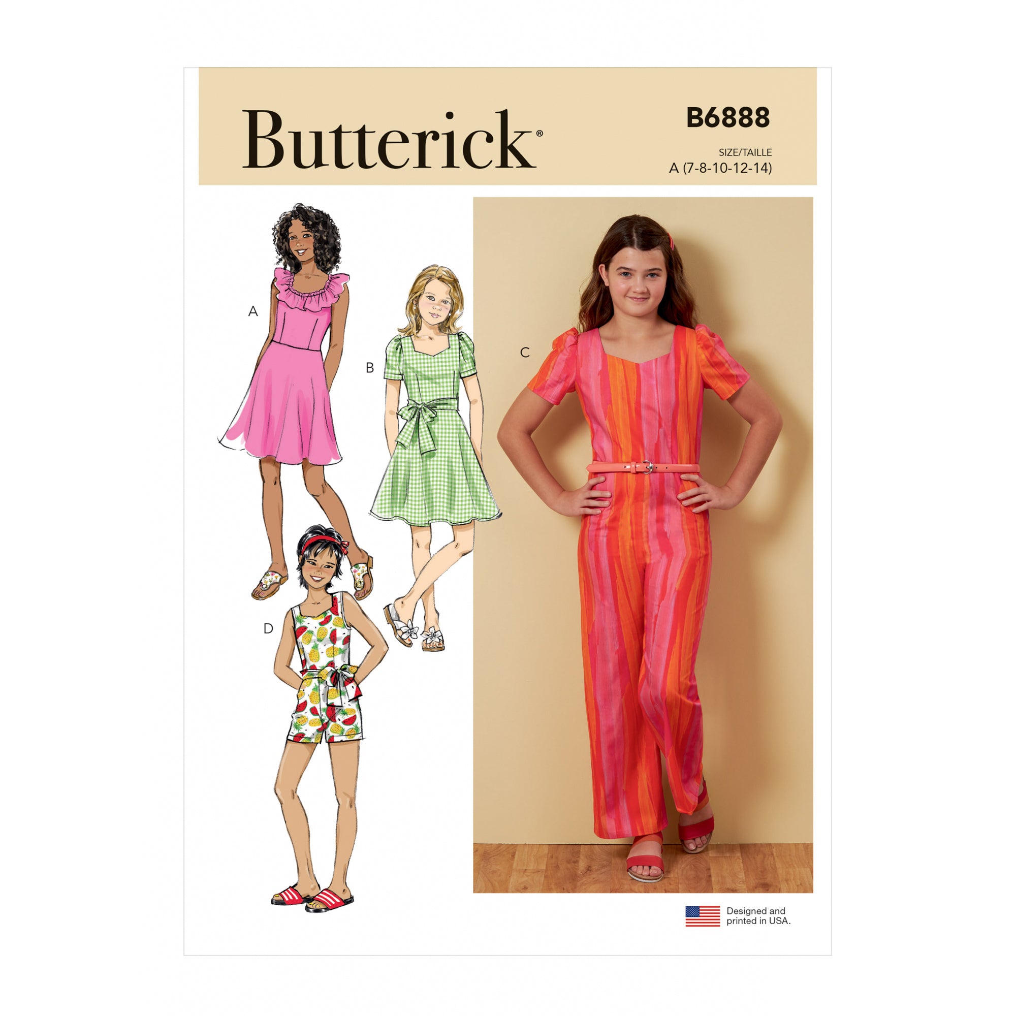 B6908, Girls' Dress, Jumpsuit and Romper