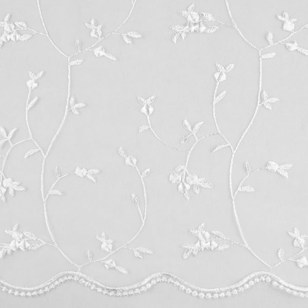 CHERIE Embroidered Mesh - Rose bud - White