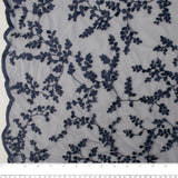 Embroidered Mesh - CHERIE - Leafs - Navy