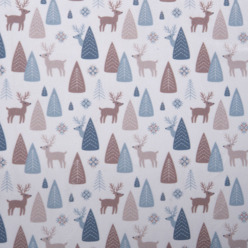 Printed minky - Winter deer - Blue