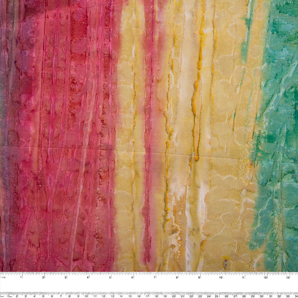 Hand dyed batiks - Stripes - Pink / Yellow / Green (10 meters)