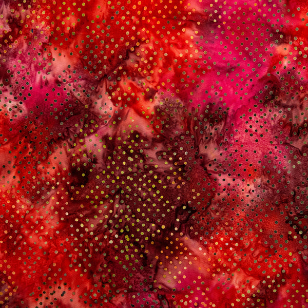 Hand dyed batiks - Dots - Red (10 meters)