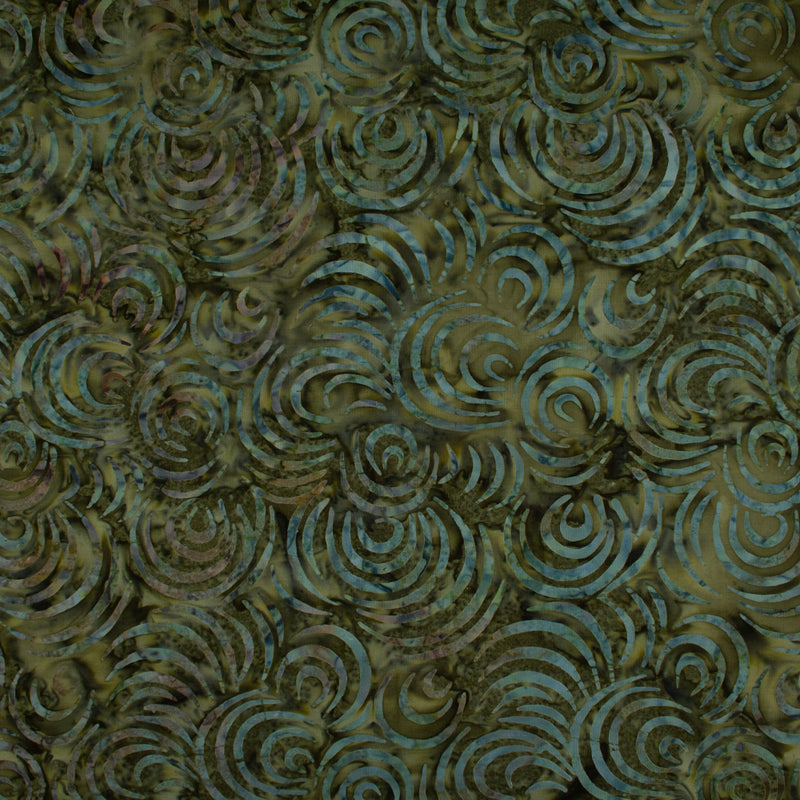 Hand dyed batiks - Circles - Foliage (10 meters)