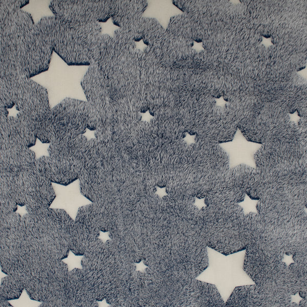 Printed Chenille - GLOW IN THE DARK - Stars - Blue