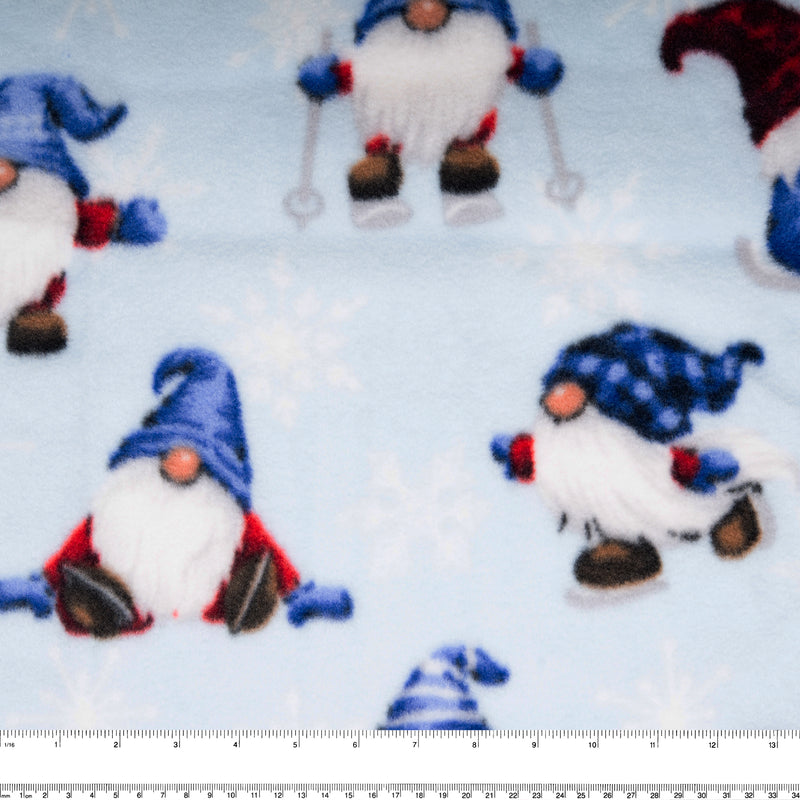 Anti Pill Fleece Print - FRESH - Gnomes - Blue