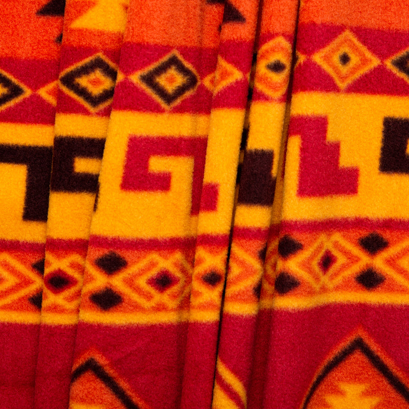 Anti Pill Fleece Print - FRESH - Navajo - Orange / Red