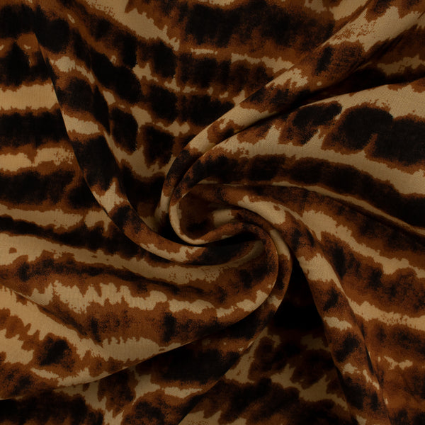 Rayon Voile Print - ELOINE - Abstract stripe - Brown