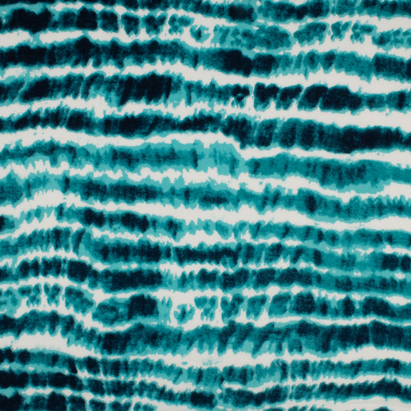 Voile de rayonne imprimée - ELOINE - Rayure abstraite - Turquoise