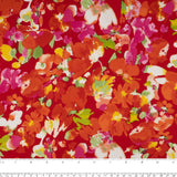 Popeline de rayonne imprimée - FLAVIA - Fleur abstraite - Rouge