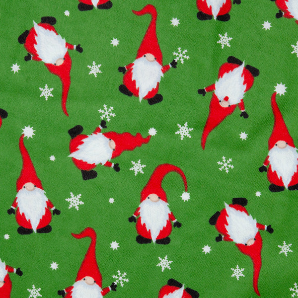 Christmas Flannelette - Gnomes - Green