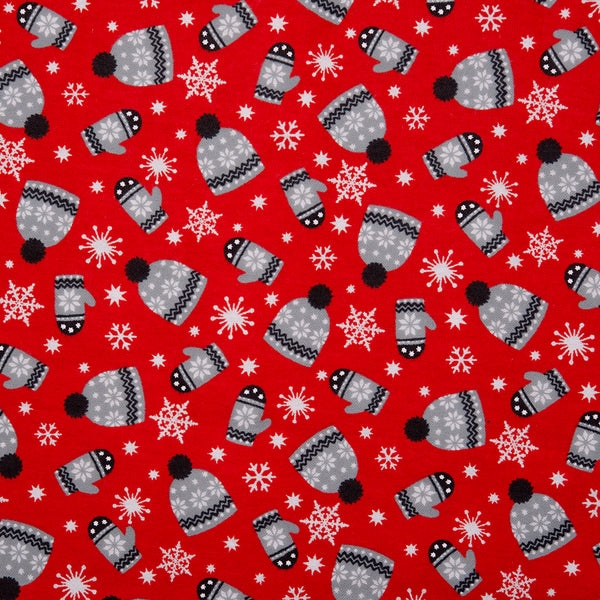 Christmas Flannelette - Gloves - Red