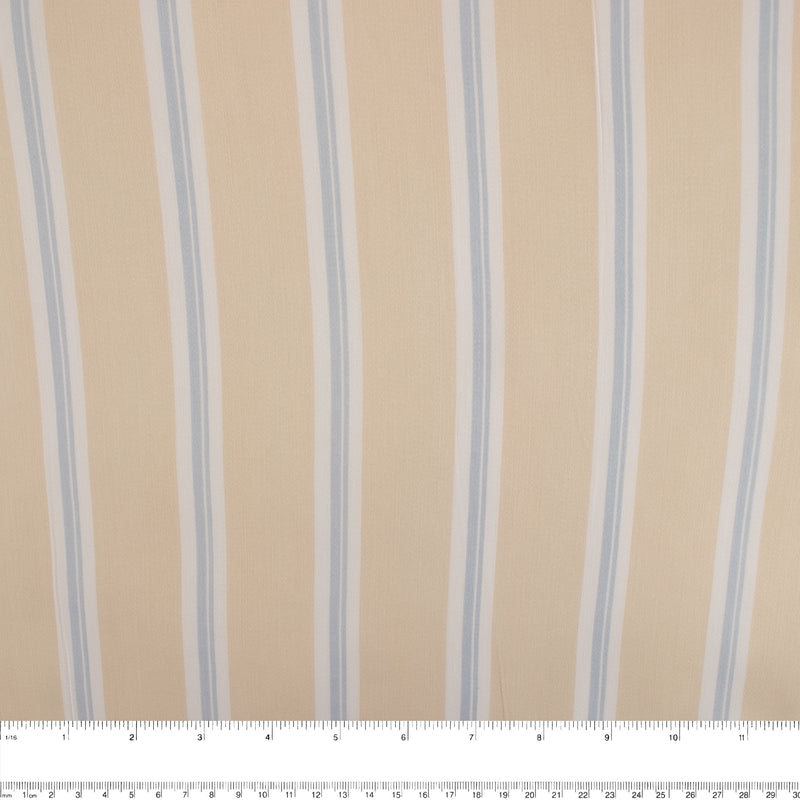 Rayon Poplin Stripe - Various Stripe - Beige / Blue