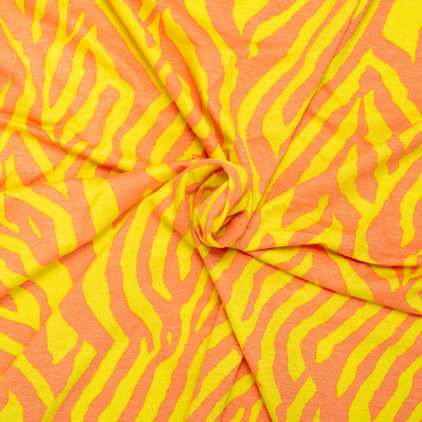 Printed Viscose Knit - ARIELLA - Zebra - Orange / Yellow