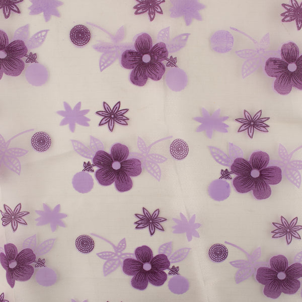 Printed Burnout Organza - Daisy - Purple
