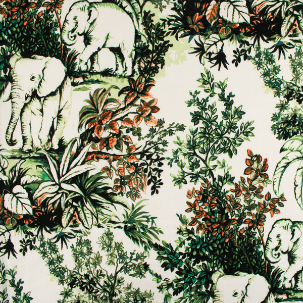 Printed Rayon Linen - BORA BORA - Elephant - Green