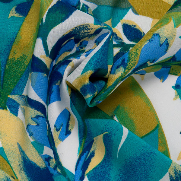 Rayon Voile Print - ALISSA - Leafs - Blue