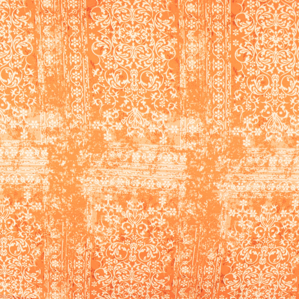 Printed polyester satin velvet - DANIA - Arabesque - Orange