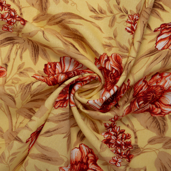 Printed Rayon Linen - MAURITZIA - Carnations - Cream