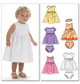 M6015 Infants' Lined Dresses, Panties And Headband (size: All Sizes In One Envelope)