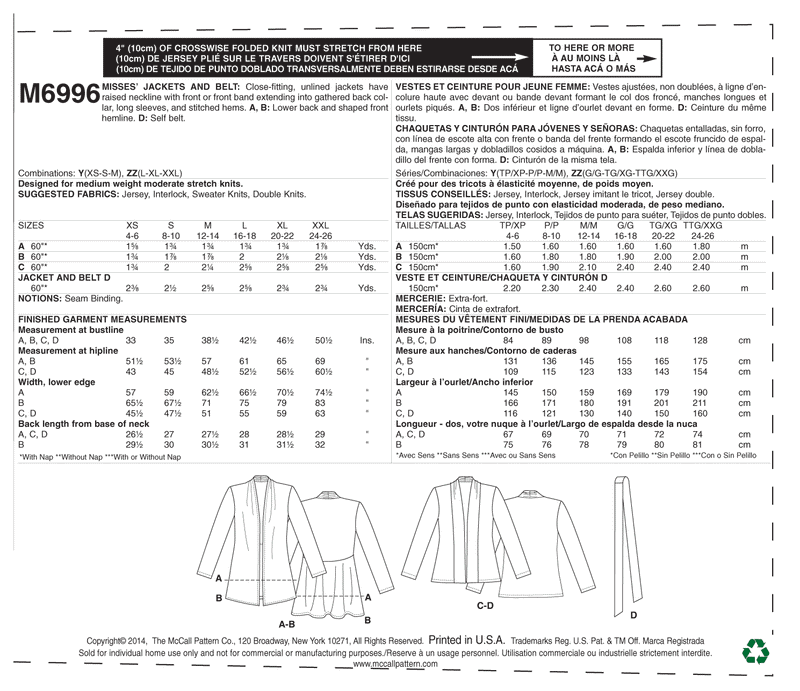 M6996 Jacket - Misses (Size: LRG-XLG-XXL)