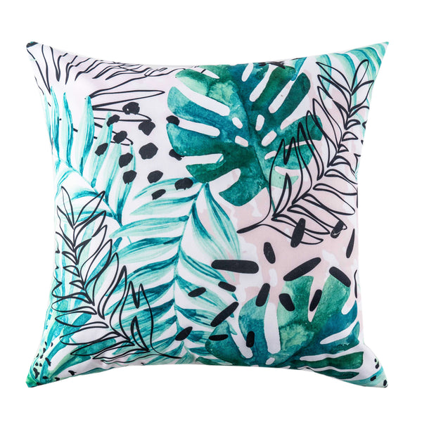 Indoor/Outdoor cushion - 18 x 18'' - Palms - Aqua