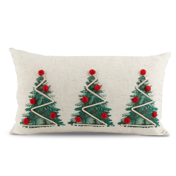 Decorative cushion cover - Triple Tree - White - 11 x 20''