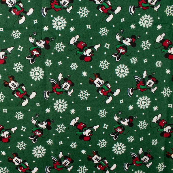 Coton imprimé sous licence - Disney - Mickey Noël - Vert