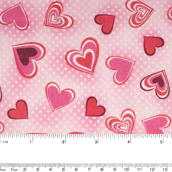 VALENTINE'S Printed Cotton - Heart / Dots - Pink