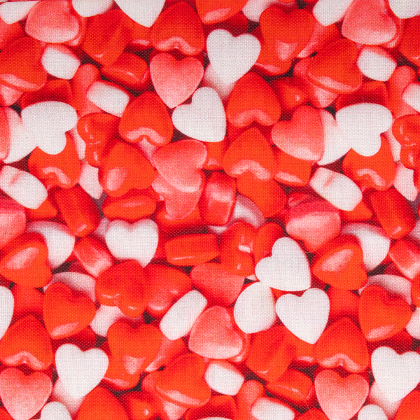 VALENTINE'S Printed Cotton - Candy heart - Red