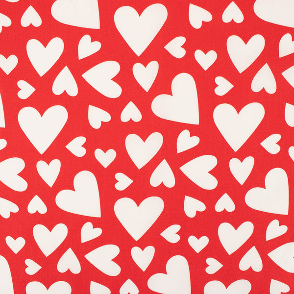VALENTINE'S Printed Cotton - moving heart - Red