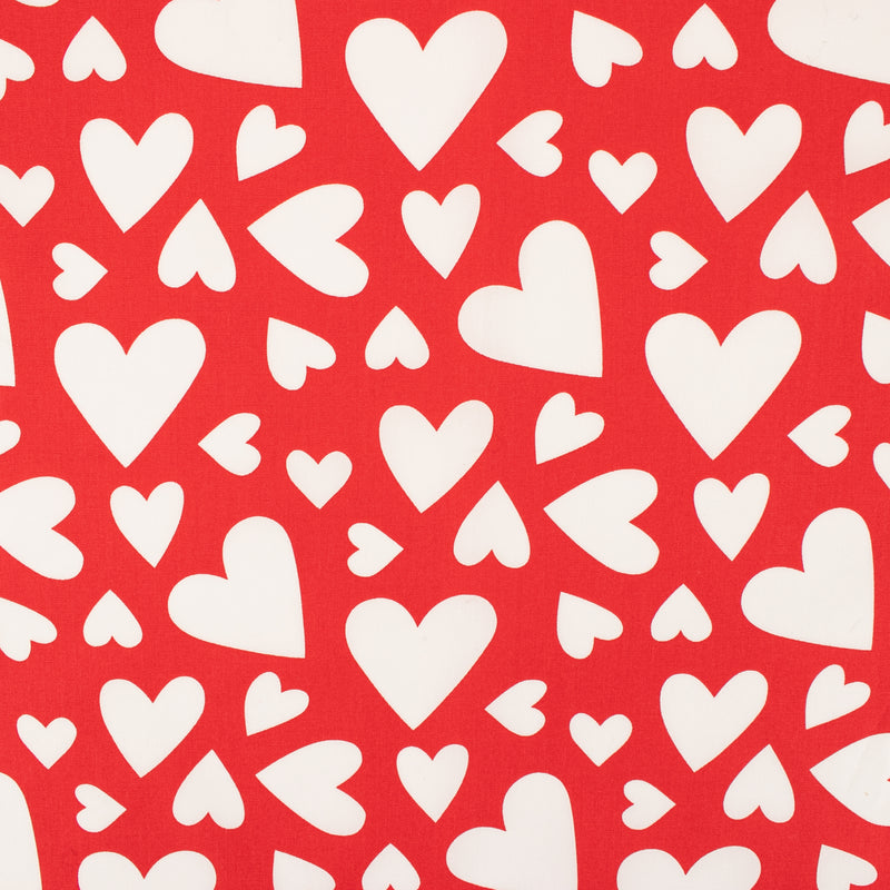 VALENTINE'S Printed Cotton - moving heart - Red