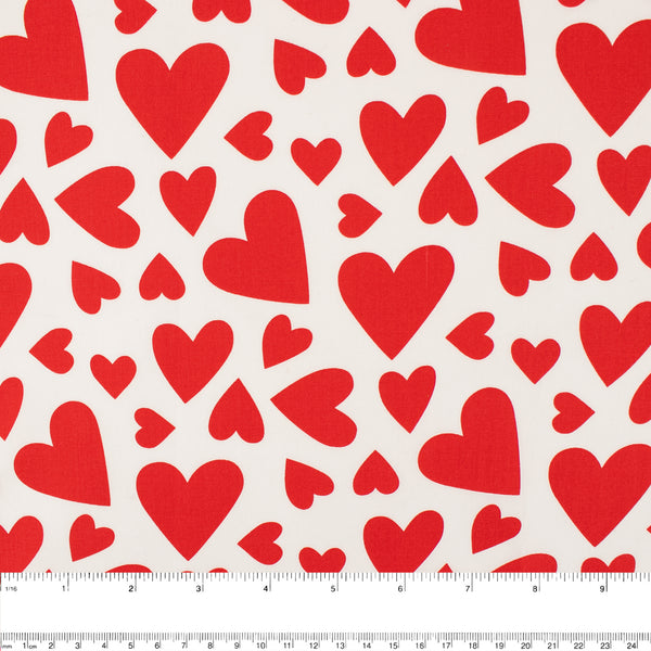 VALENTINE'S Printed Cotton - moving heart - White