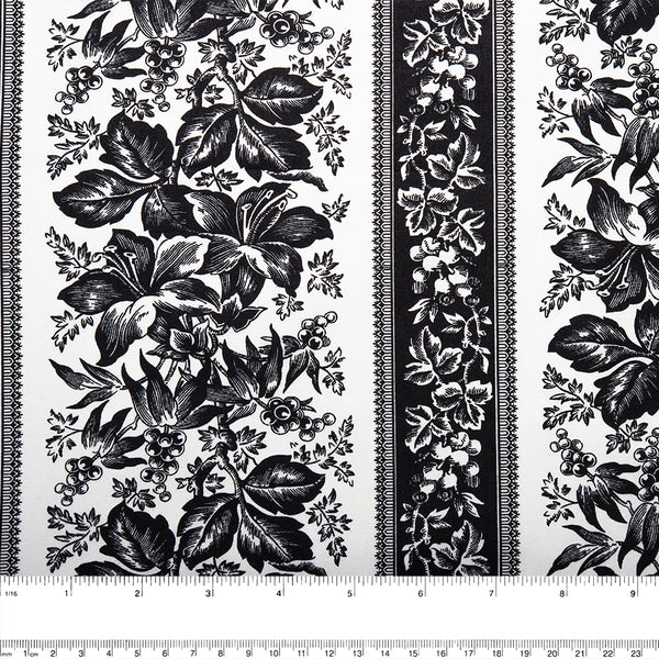 Coton imprimé contrastant - Lys / Rayures - Blanc / Noir