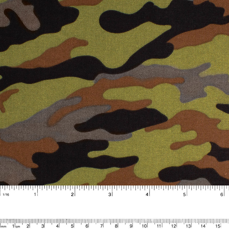 Coton imprimé pour artisanat - Camouflage - Vert