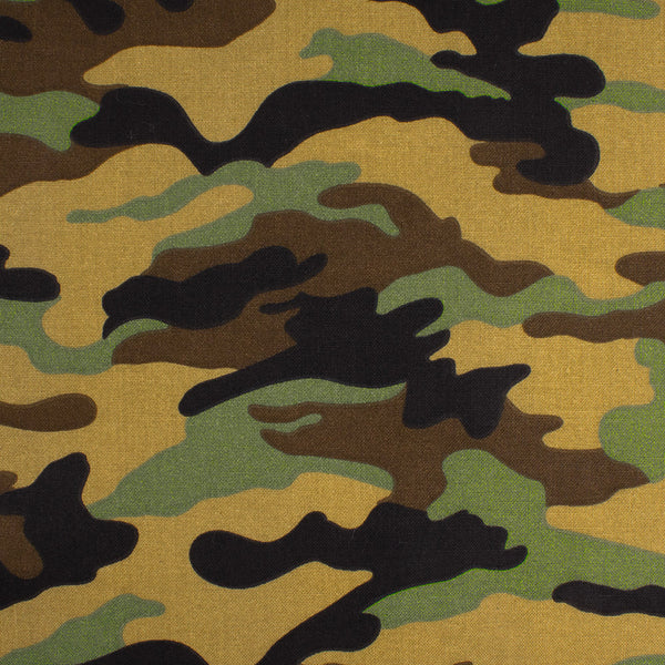 Coton imprimé pour artisanat - Camouflage - Jaune