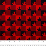 I LOVE CANADA Cotton print - Buffalo plaid / Maple leaf - Red
