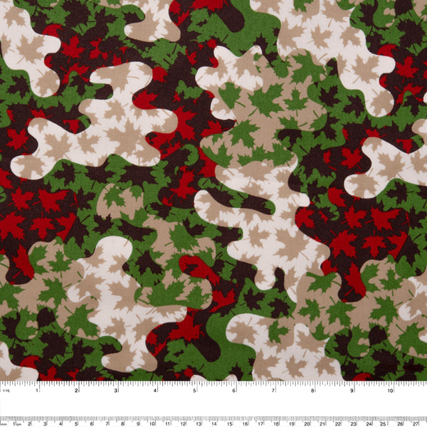 I LOVE CANADA Cotton print - Camouflage / Maple leaf - Green