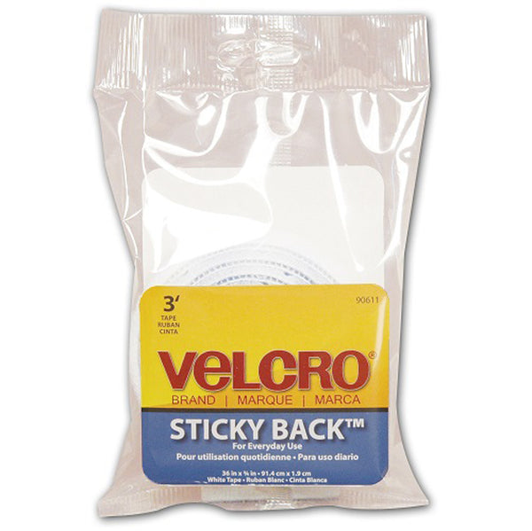 VELCRO® Brand STICKY BACK TAPE - WHITE 3'