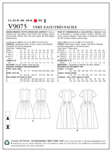 V9075 - Misses'/Misses' Petite Dress and Jumpsuit