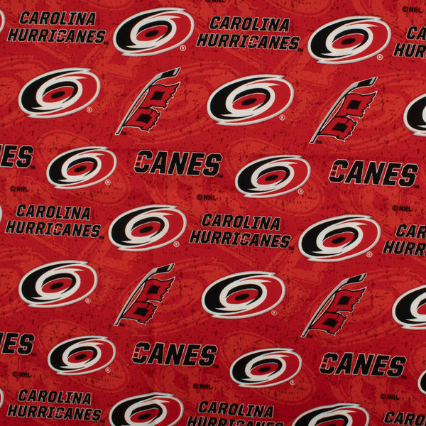 Coton imprimé LNH - Hurricanes de la Caroline - Logo - Rouge