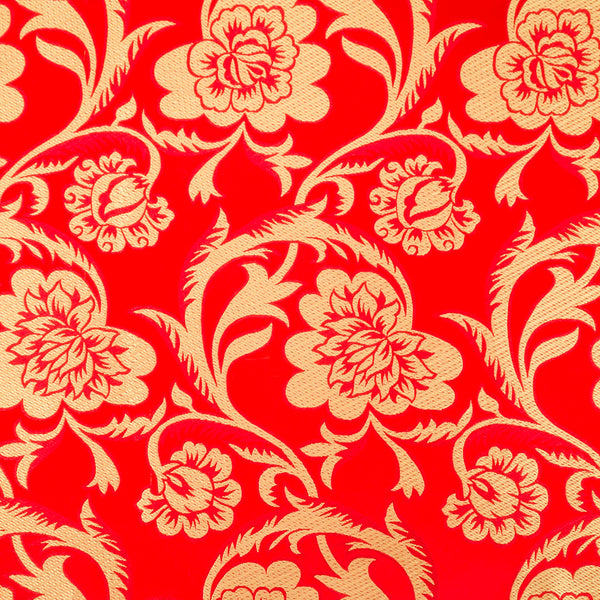 Brocart Chinois - Pivoines - rouge / or