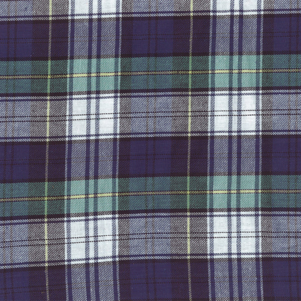 LONDON brushed plaid - Dress Campbell - Navy / White / Green
