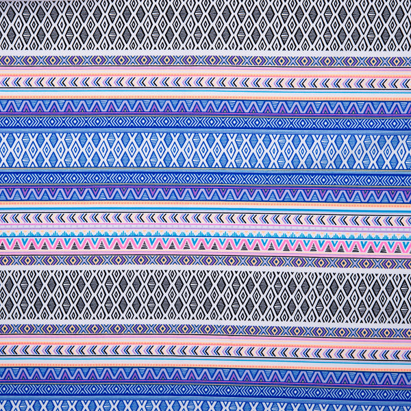 Tissu imprimé pour costume de bain - Rayure géométrique - Bleu