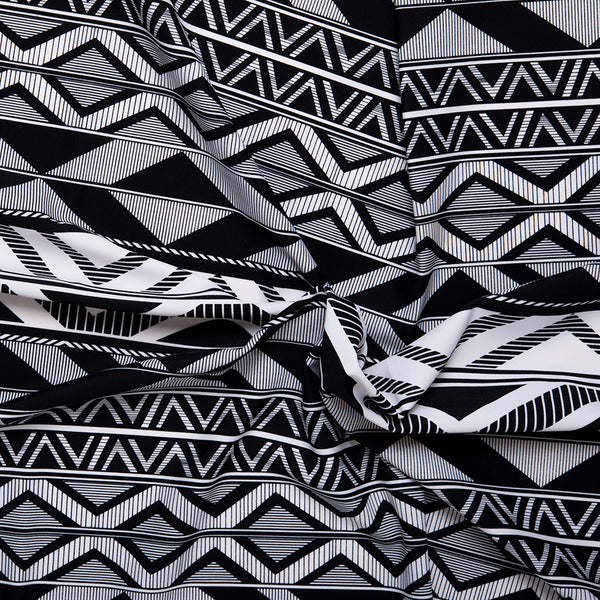Bathing Suit Print - Geometric stripe - Black