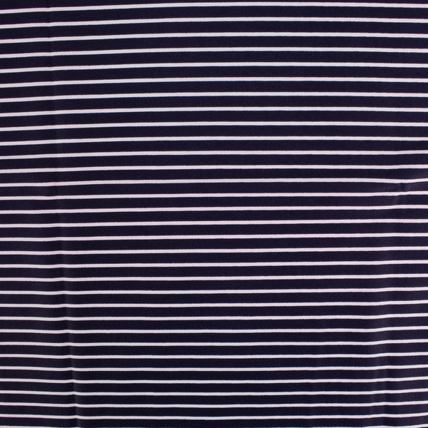Tissu imprimé pour costume de bain - Rayure fine - Marine / Blanc