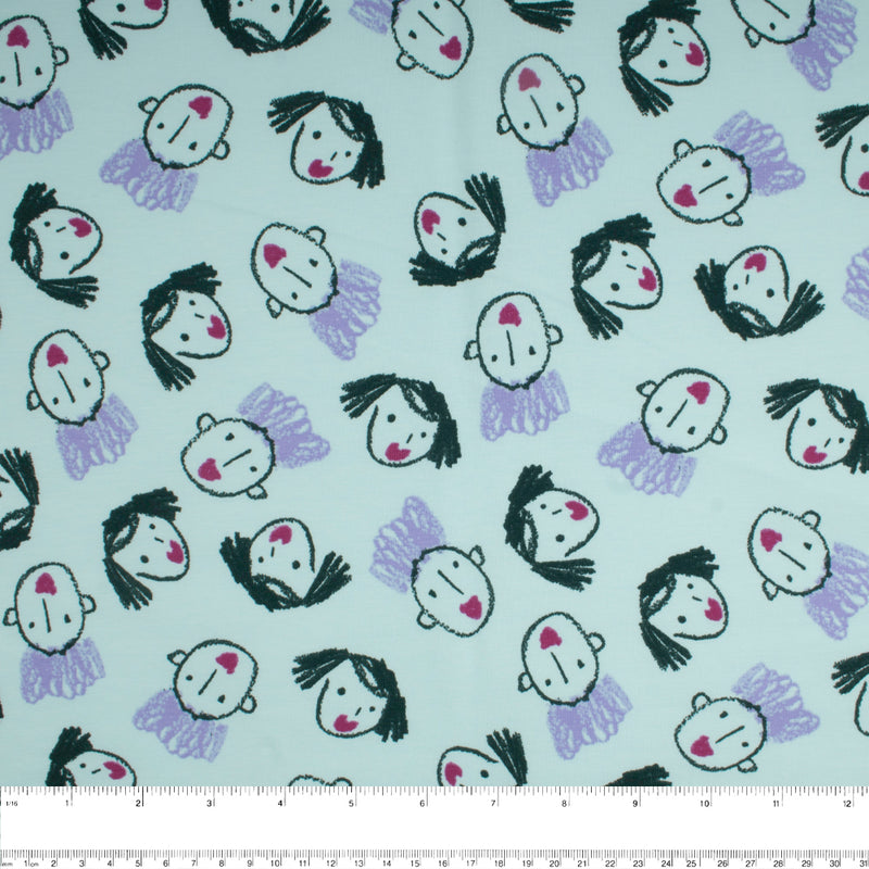 Cotton Lycra Knit Print - IMA-GINE F21 - Face - Aqua