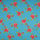 Cotton Lycra Knit Print - IMA-GINE F21 - Roses - Blue / Pink
