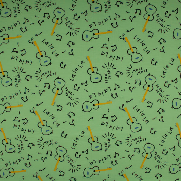 Cotton Lycra Knit Print - IMA-GINE F21 - Guitar - Green
